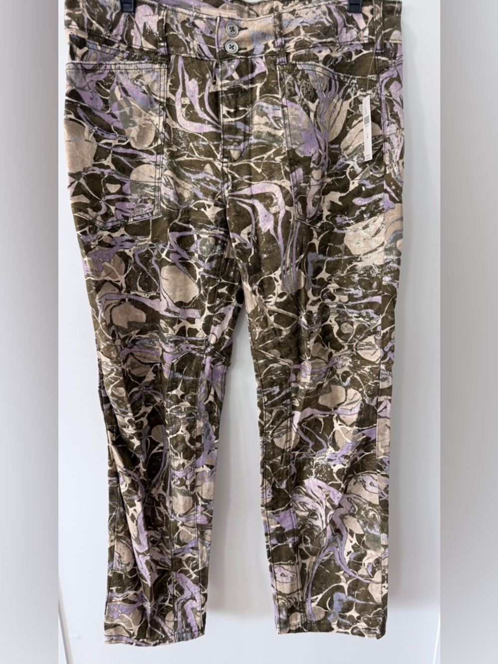 Pilcro Olive, Lavender & Cream Marble Slim Pants